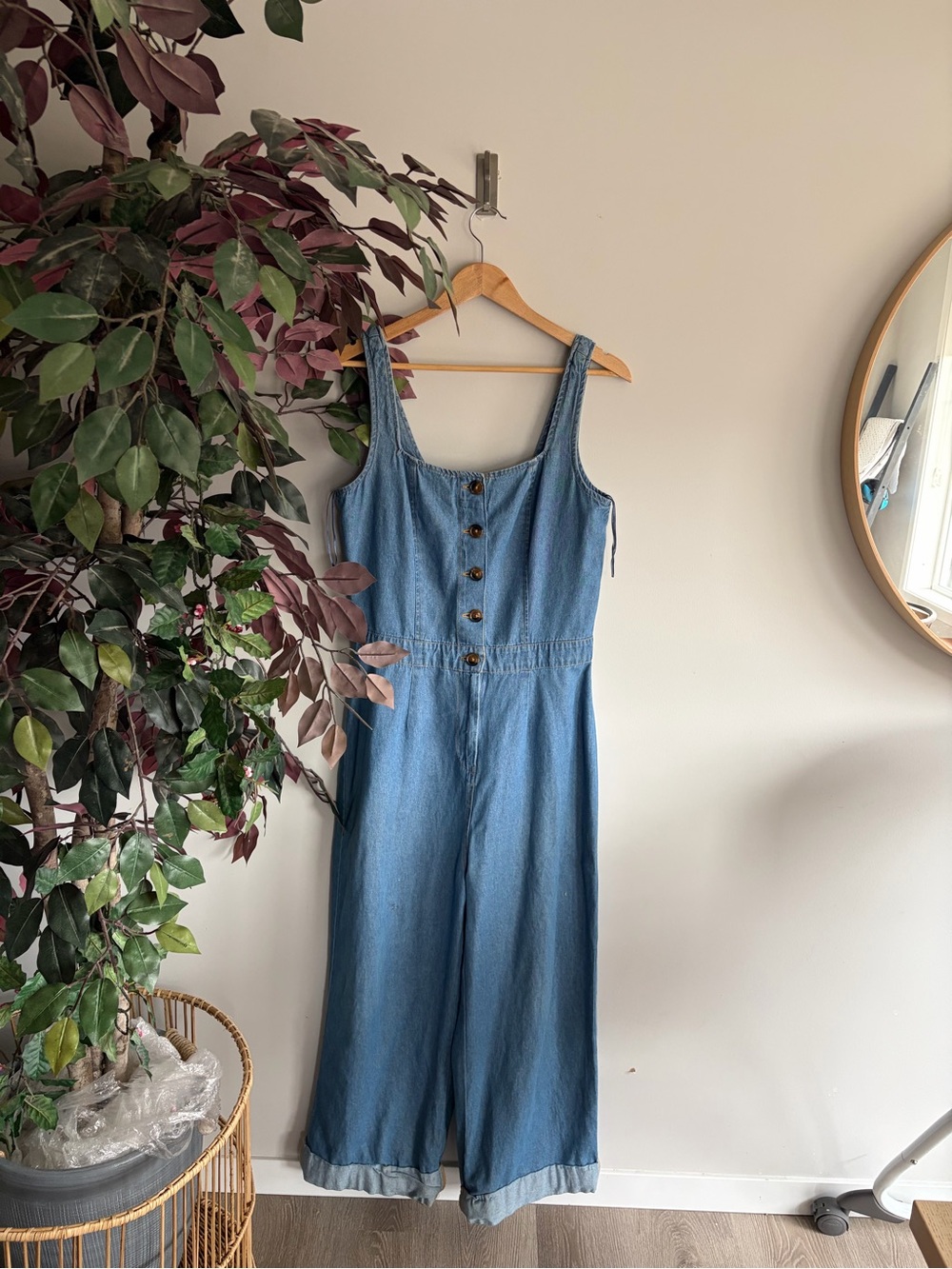 Sincerely Jules Blue Denim Wide-Leg Overalls